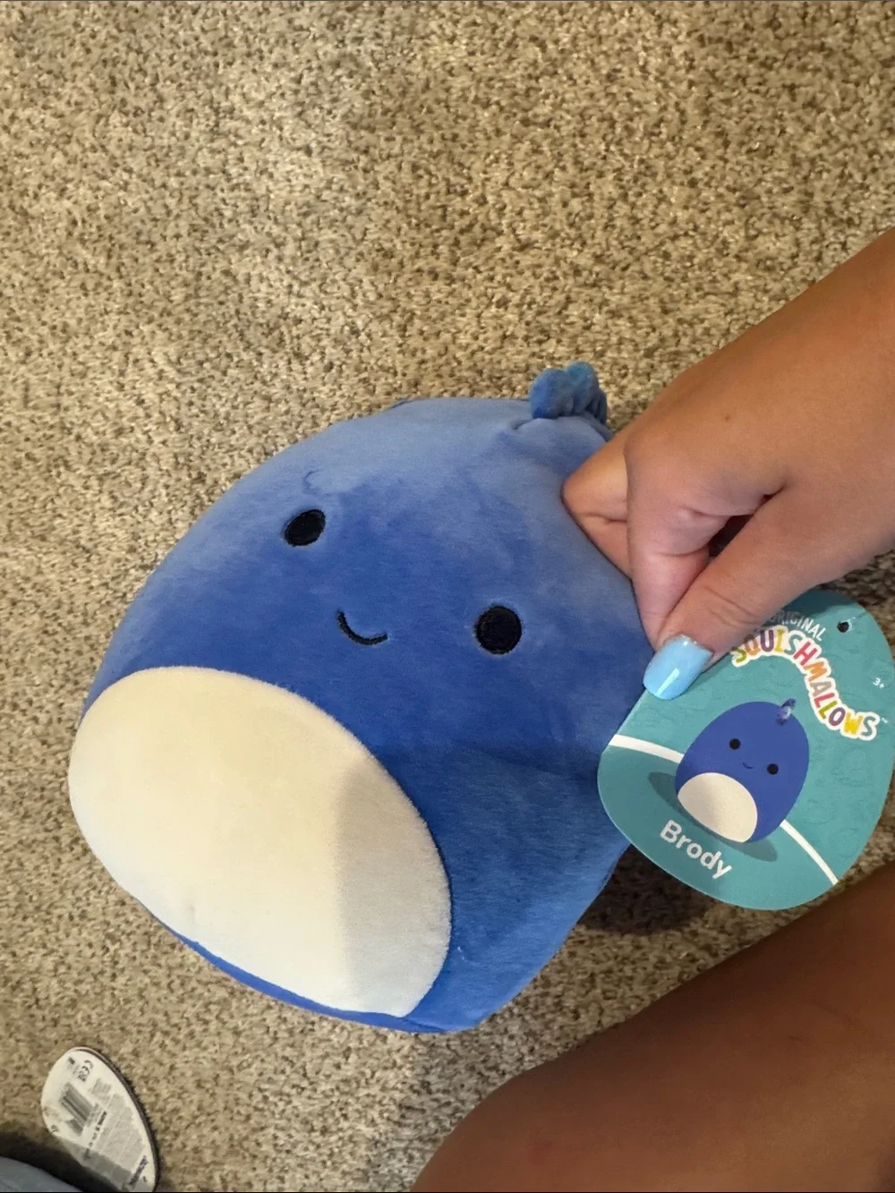 Squishmallows Brody Blue Narwhal Plush - Blue and Cream